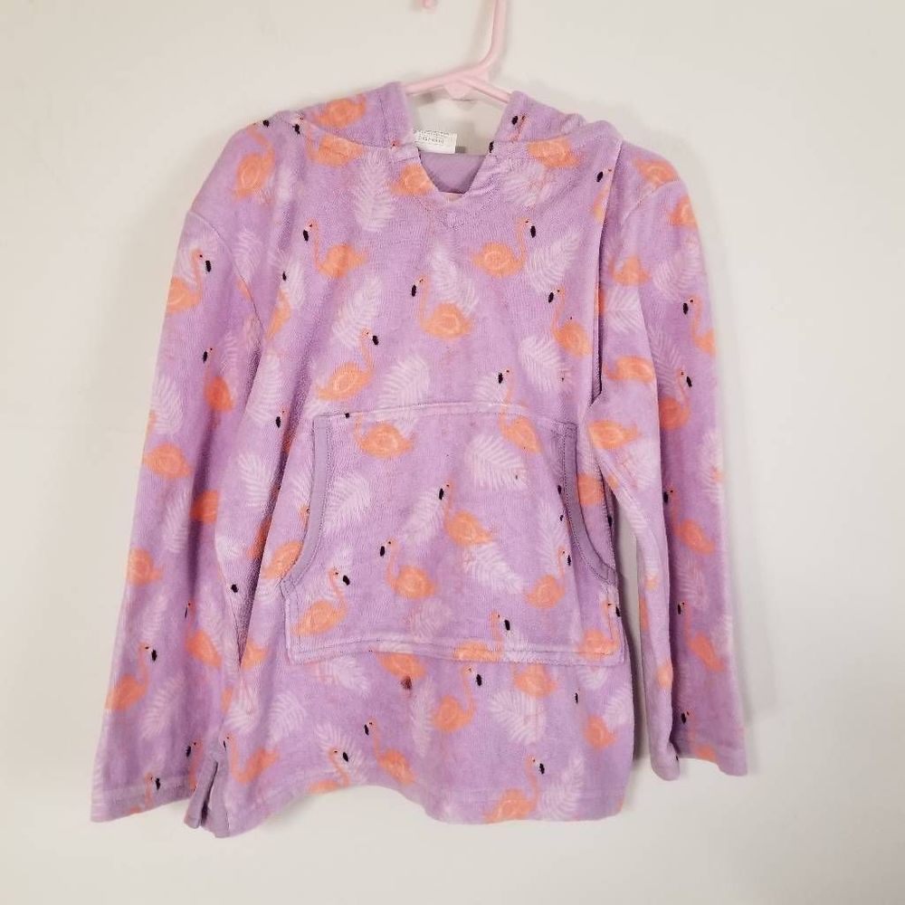 Pottery barn 4-6 years kids girls pullover hoodie lavendee purple flamingos terr